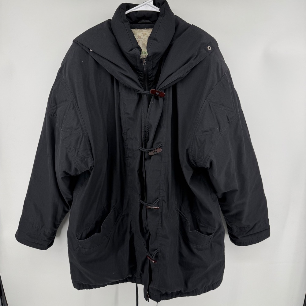 Vintage Utex Black Down Filled Toggle Parka Jacket Women Large Hooded Puffer